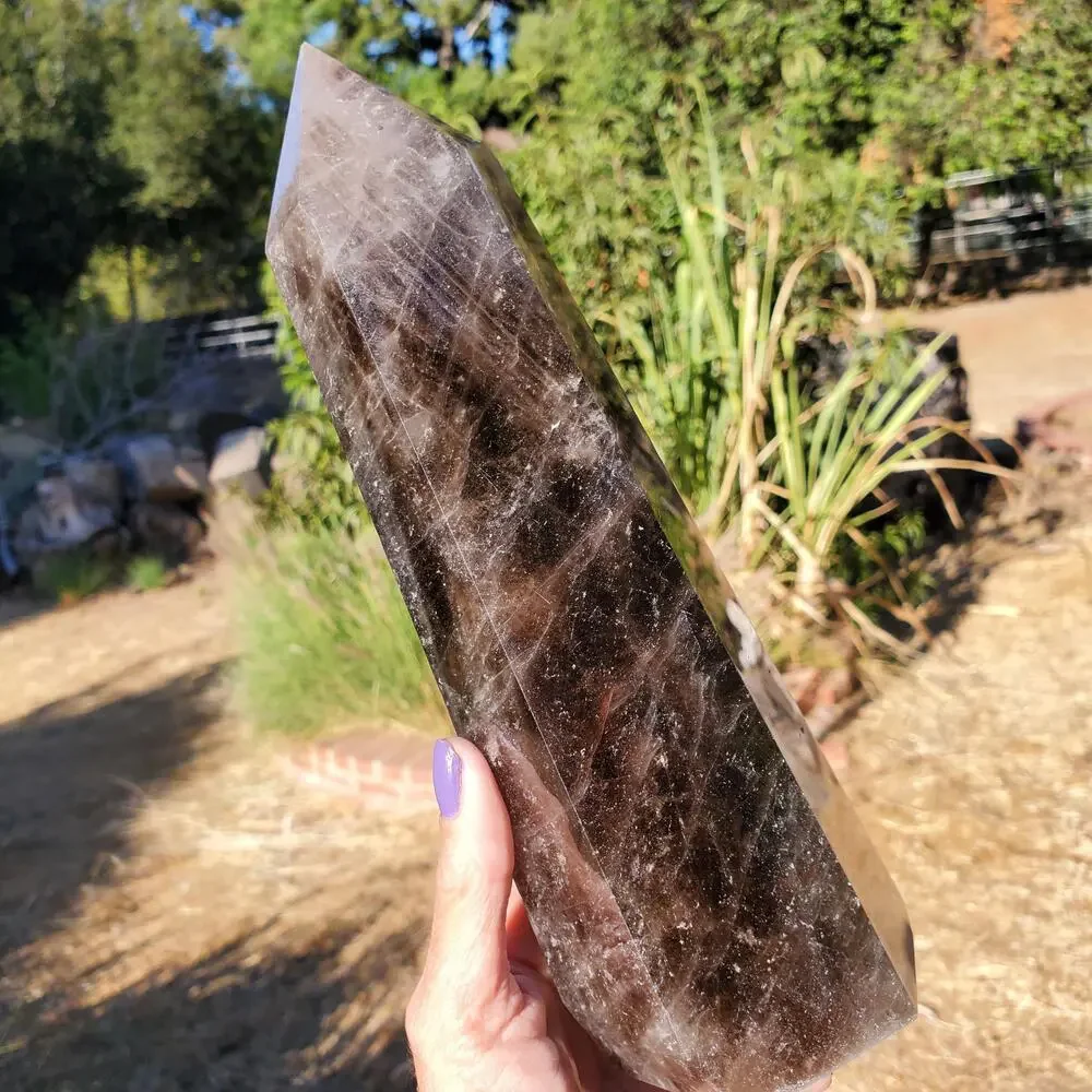 XL Black Rose Quartz Crystal Tower Point | 1460 Grams